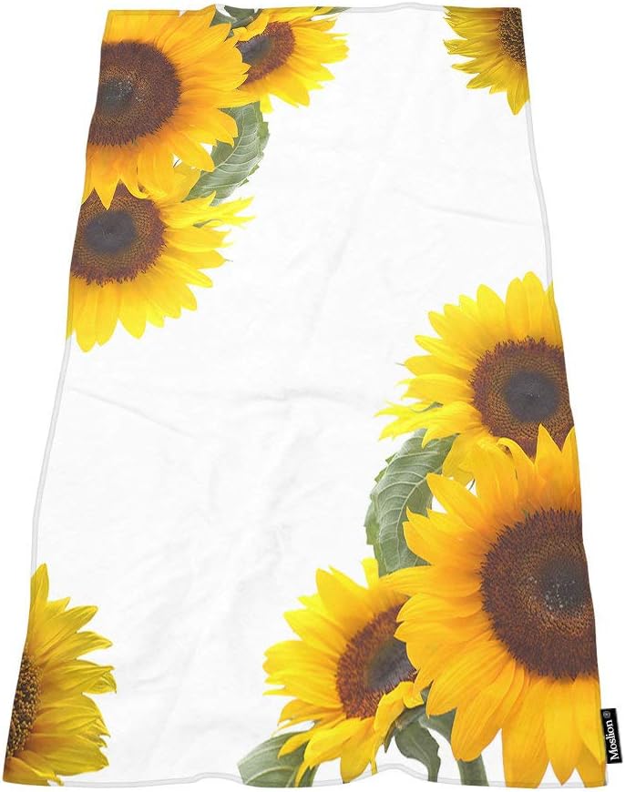 Moslion Soft Bath Towel with Sunflowers Design