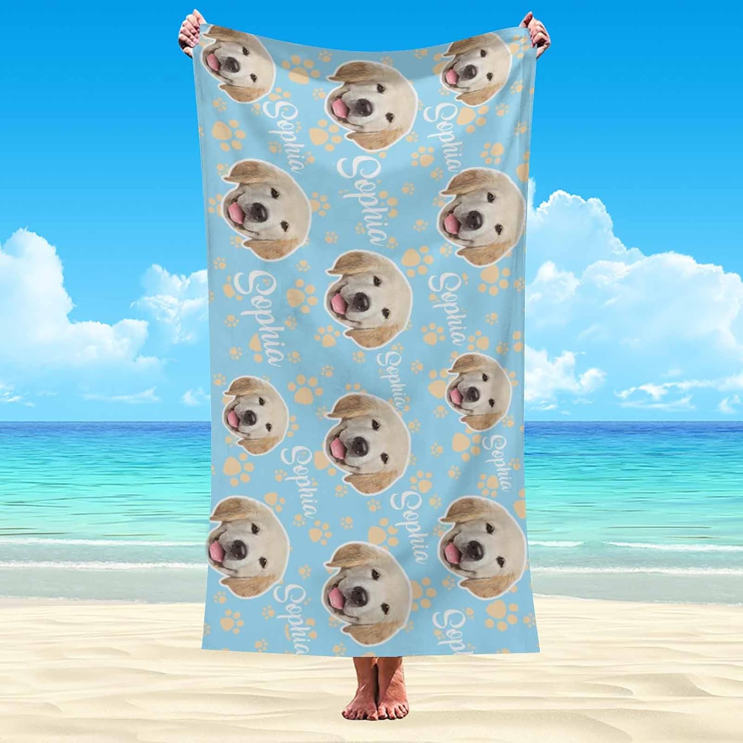 Artsadd Personalized Beach Towel with Name Initial