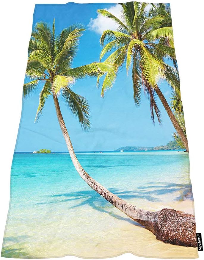 Moslion Comfy Bath Towel with Palm Tree Design