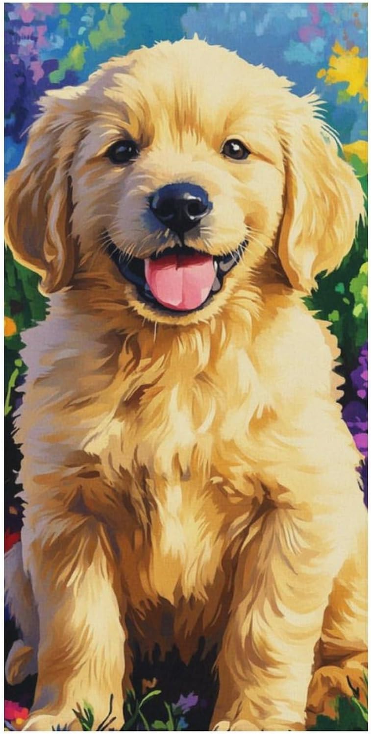 Cute Puppy Fluffy Oversized Beach Towel 32x64 Inches
