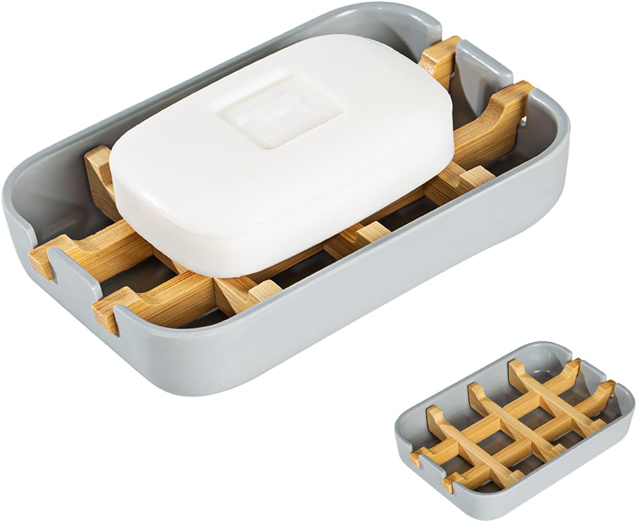 Eco-Friendly Bamboo Soap Dish with Removable Frame Grey
