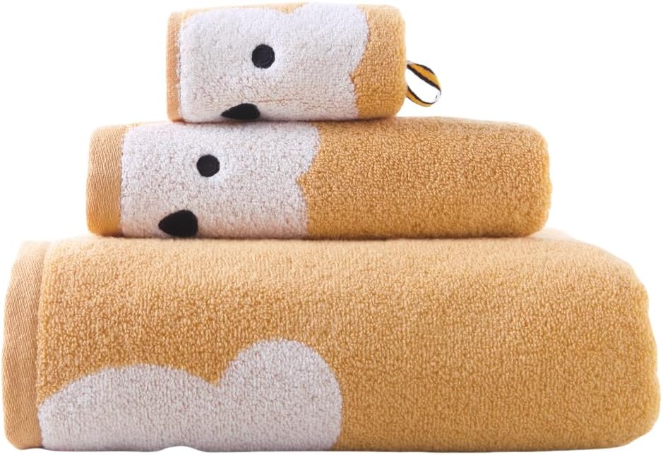 3 Piece Kids Bath Towel Set with Naughty Bear Design