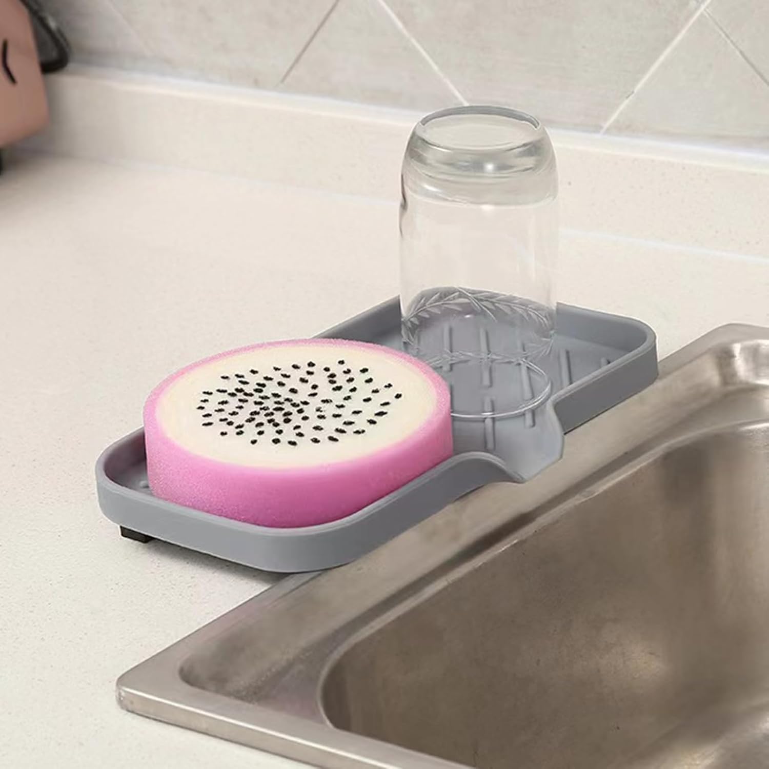 Durable Silicone Soap Dish with Drain Spout