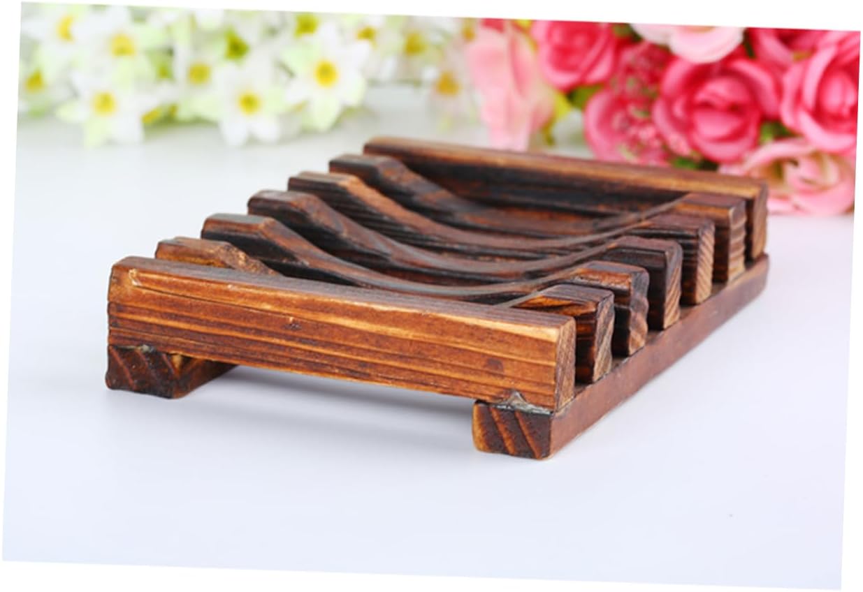 Carbonized Bamboo Soap Dish Holder for Bathroom Kitchen