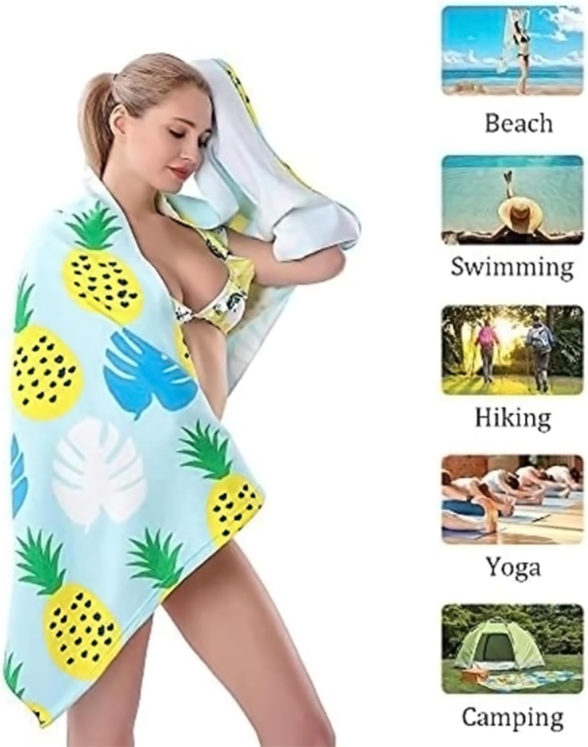 VEBERO Oversized Beach Towel 30x60 Inch Quick Dry