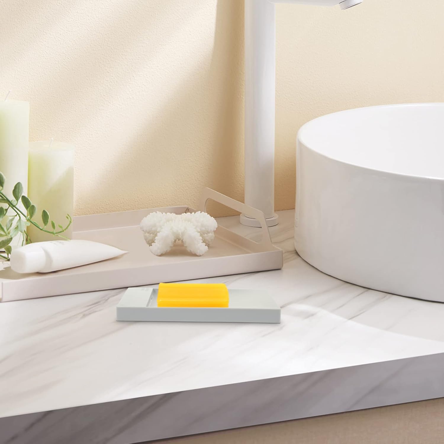 ARTIBETTER 2pcs Bar Soap Holder Grey Self Draining