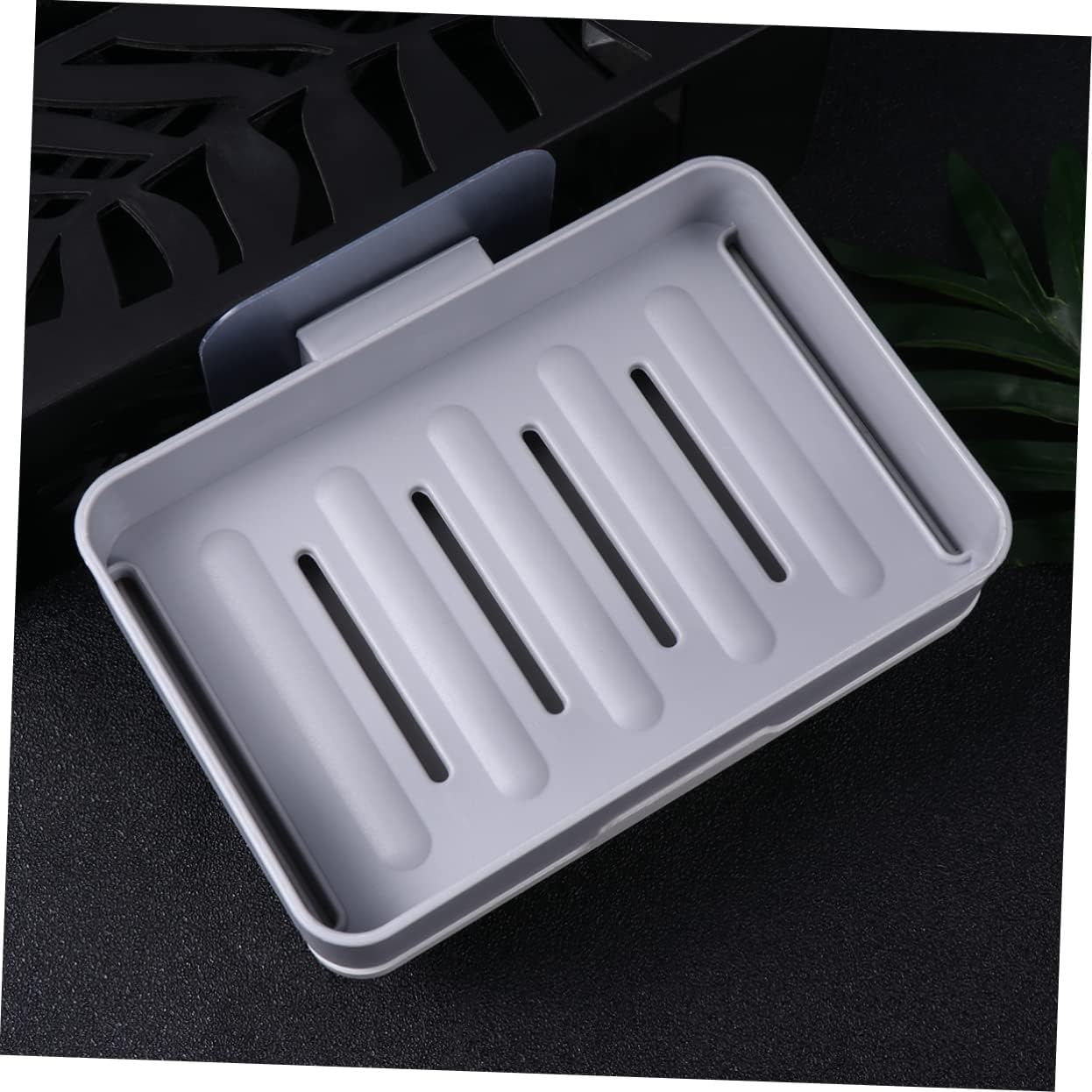 Beatifufu Wall-Mounted Soap Dish Draining Holder Sturdy Dark Grey