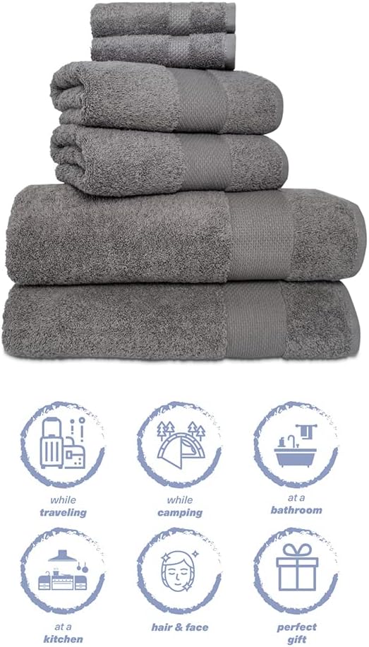 Hencely 6-Piece Bath Towel Set - Gray 1
