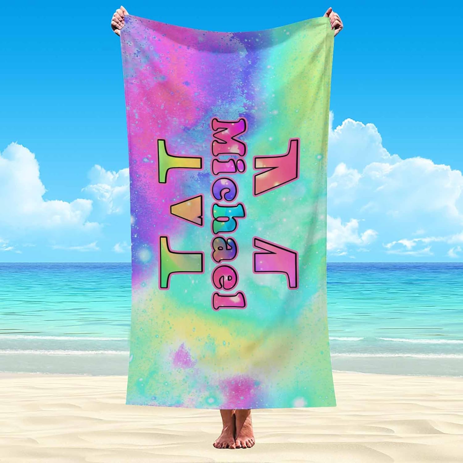 Artsadd Personalized Beach Towel with Initials