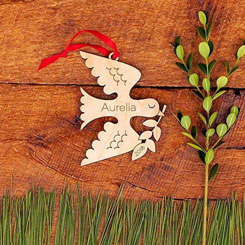 Graphic Spaces Peace Dove Ornament Personalized Babys First Christmas 2024