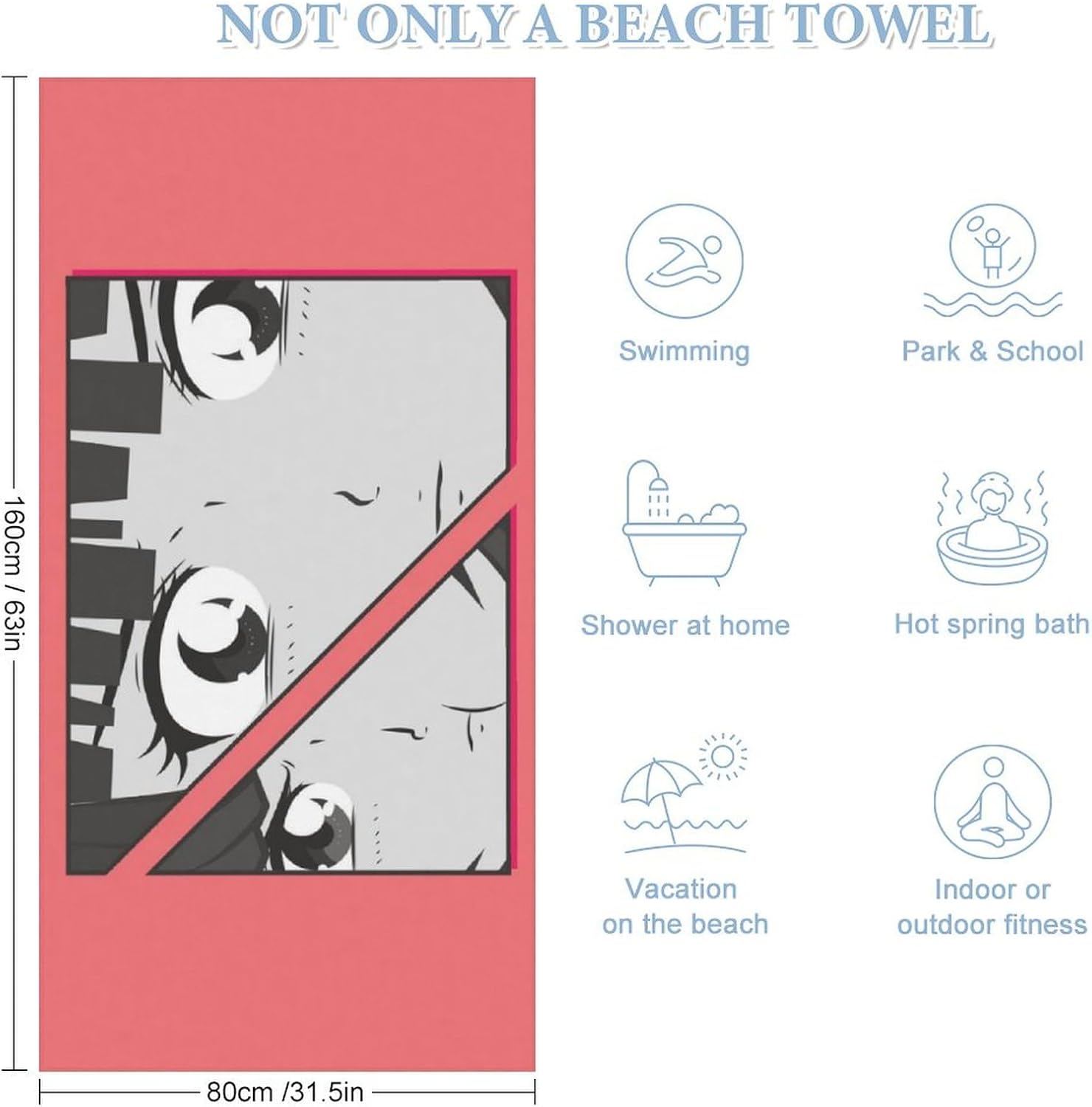 AMEIZHUB Anime Girl Beach Towel