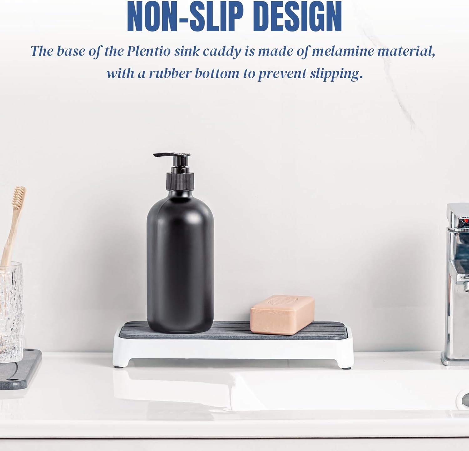 Plentio Stone Drying Tray with Base - Dark Gray