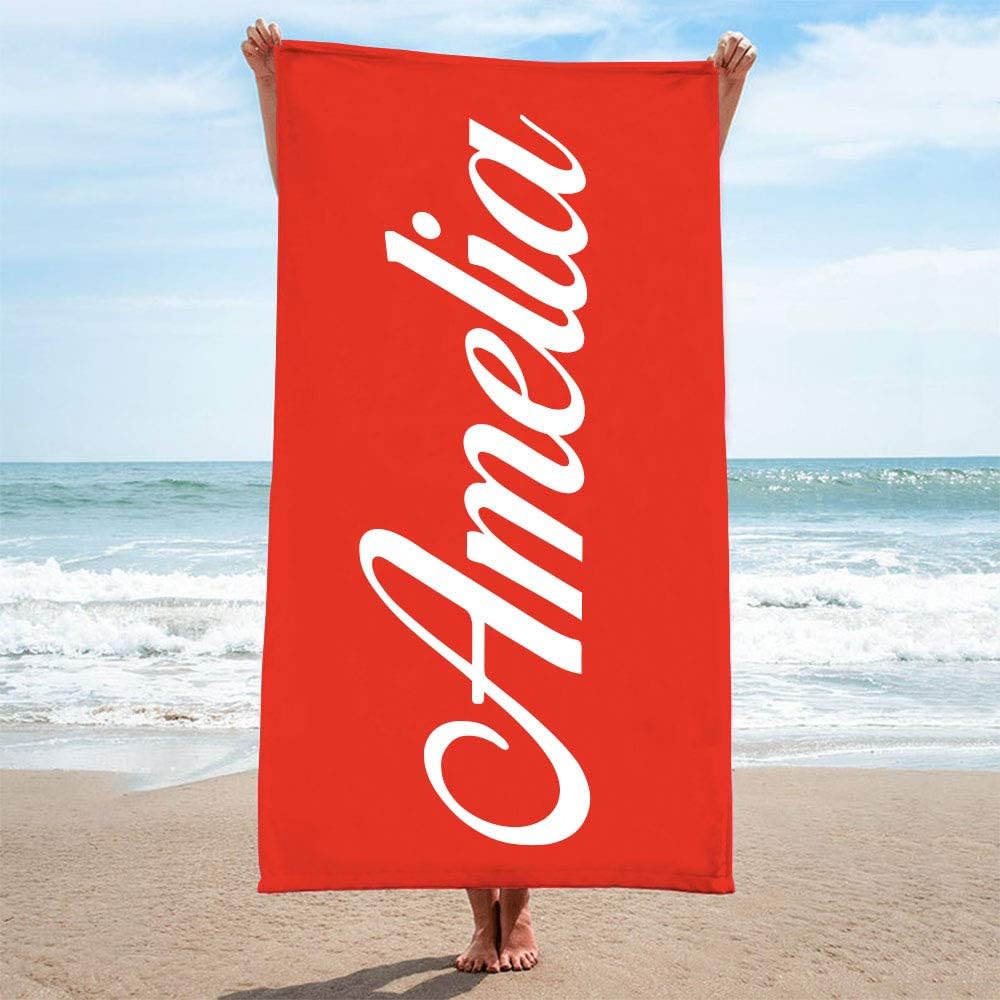Personalized Microfiber Beach Towel with Name - Turquoise 31x51 Inches
