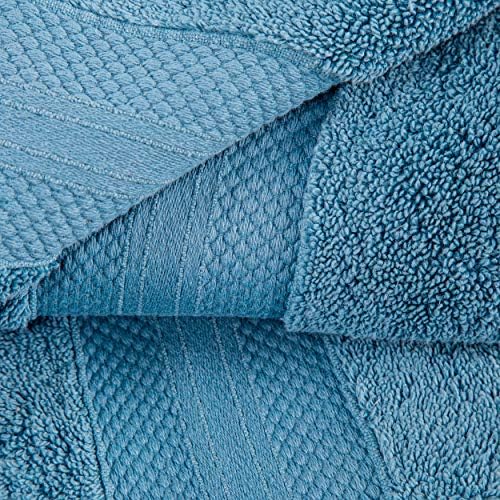 Superior Turkish Cotton 12-Piece Face Towel Set - Denim Blue 1