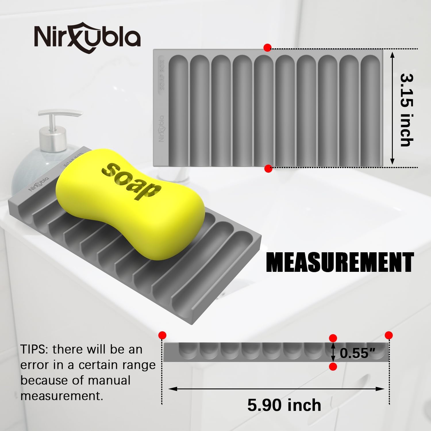 Nirxubla Flexible Silicone Soap Holder 59315 Grey