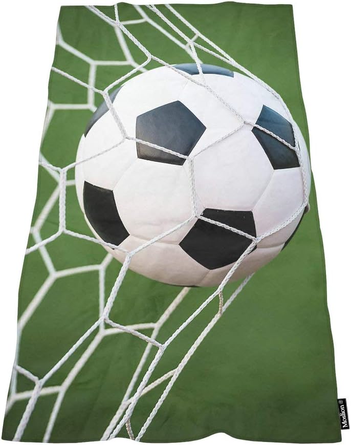 Moslion Soft Bath Towels Soccer Ball Design for Home Beach Camping