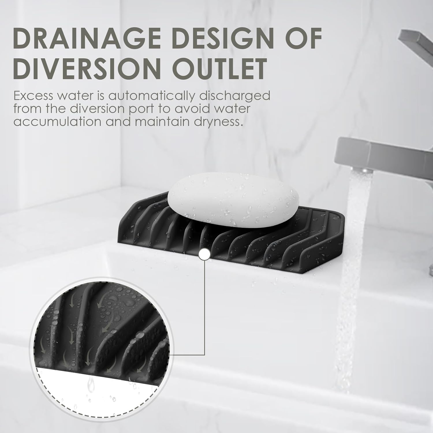 SAISN Silicone Soap Dish for Shower Black