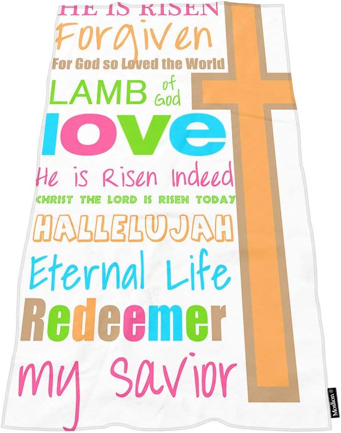 Moslion Soft Bath Towel - Happy Easter Religious Love Design 64x32 Inches