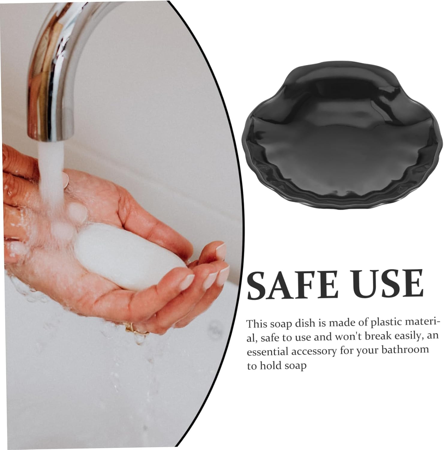 HOLIDYOYO Seashell Soap Dish Black Acrylic Bar Soap Holder