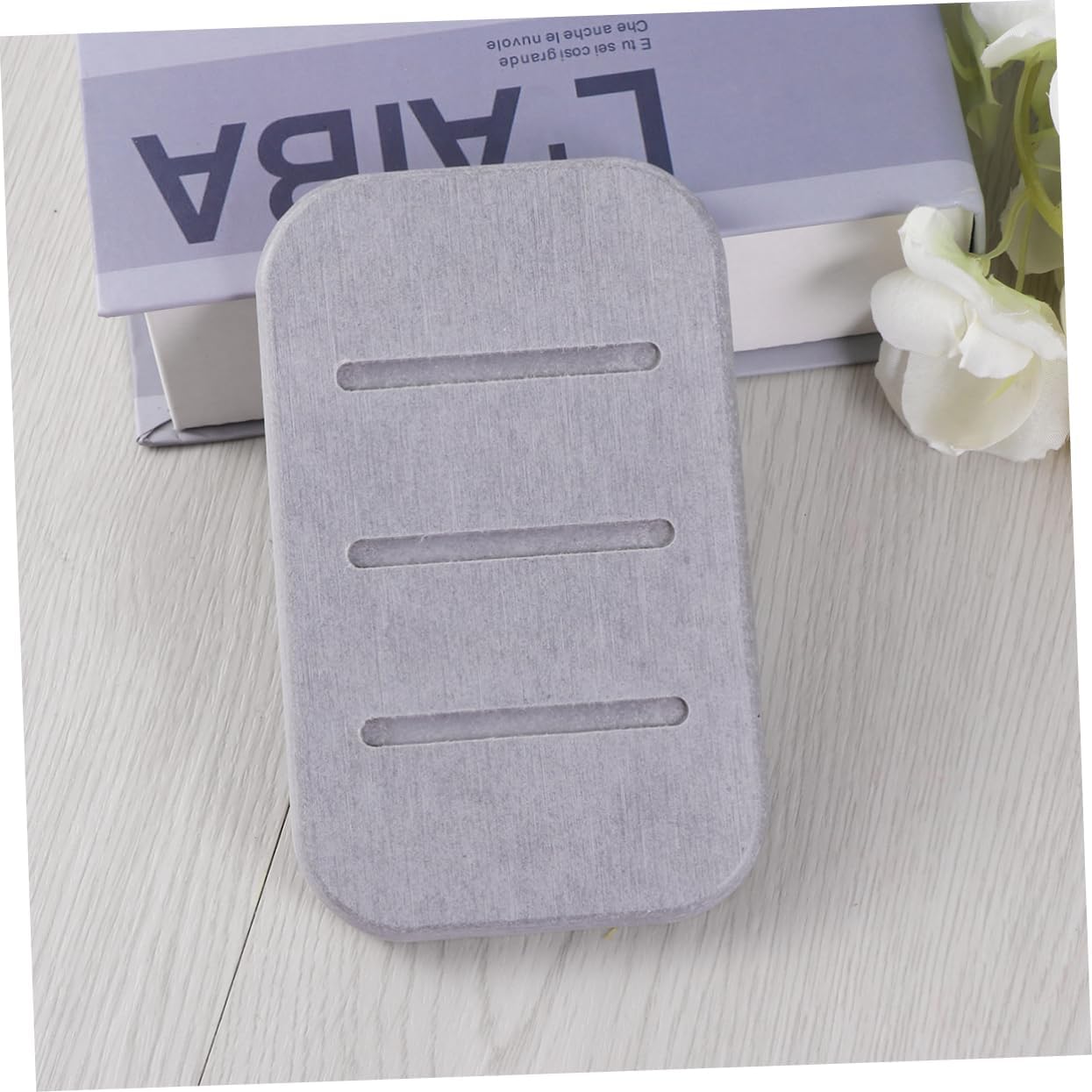 PRETYZOOM Non-Slip Diatomite Soap Dish Grey