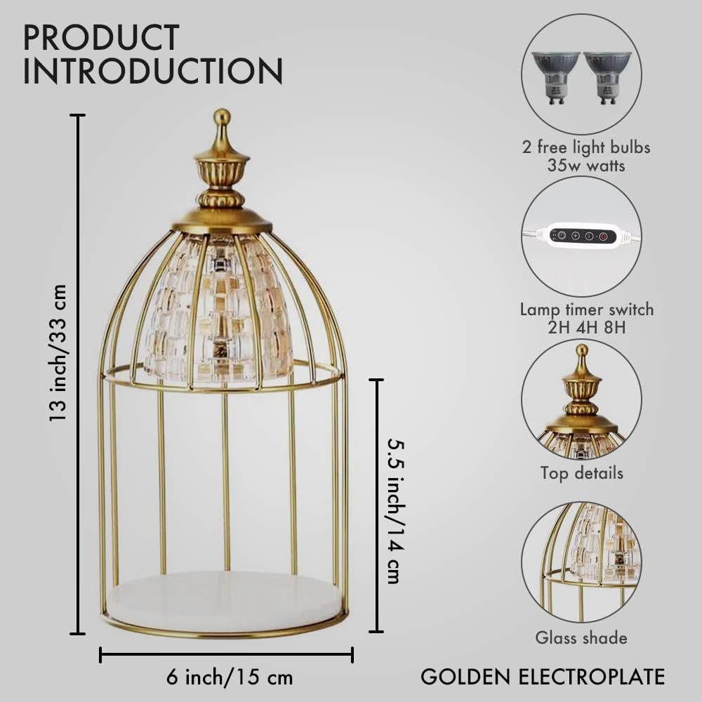 Swokazoe Candle Lamp Gold Frame Night Light with Aromatherapy