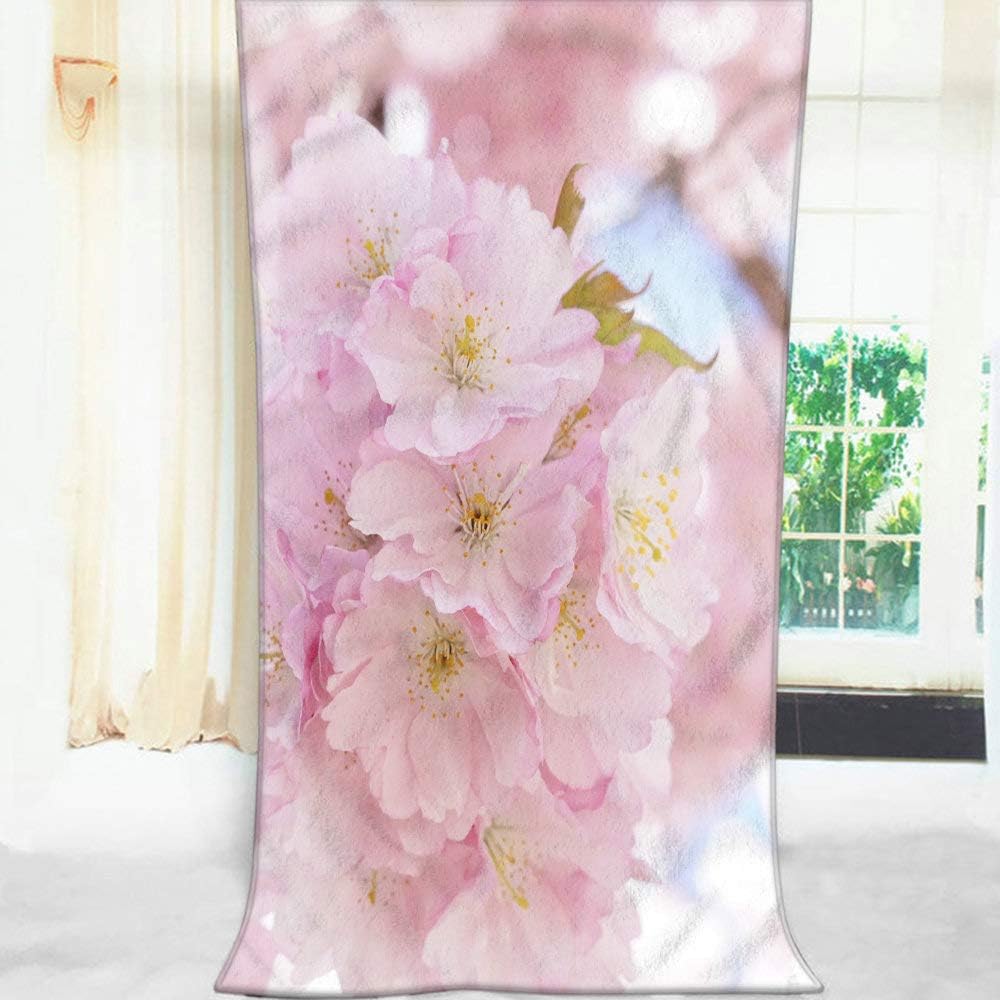 Moslion Comfy Bath Towel with Pink Flowers