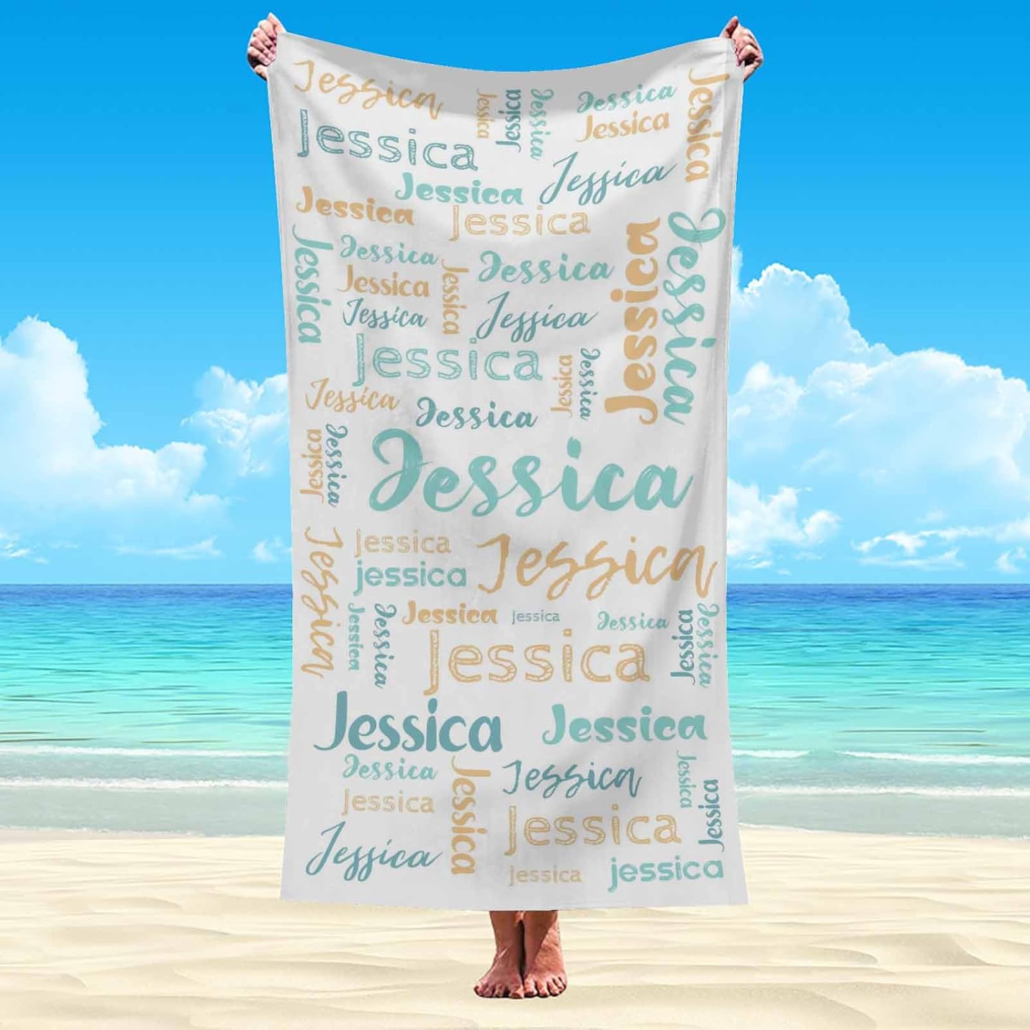 Artsadd Custom Beach Towel with Initials for Kids Adults