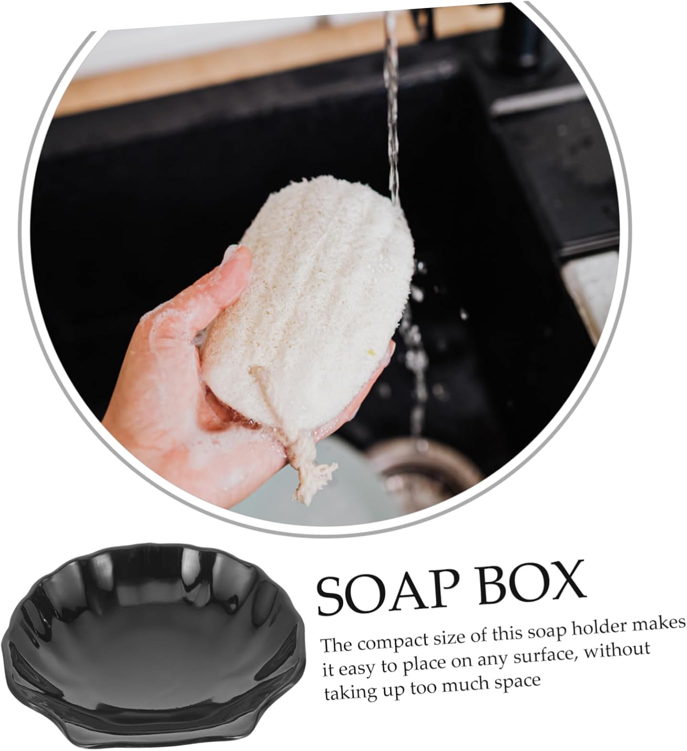HOLIDYOYO Seashell Soap Dish Black Acrylic Bar Soap Holder