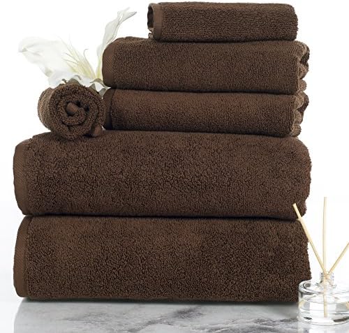Lavish Home 100 Cotton Towel Set - 6 Piece Chocolate