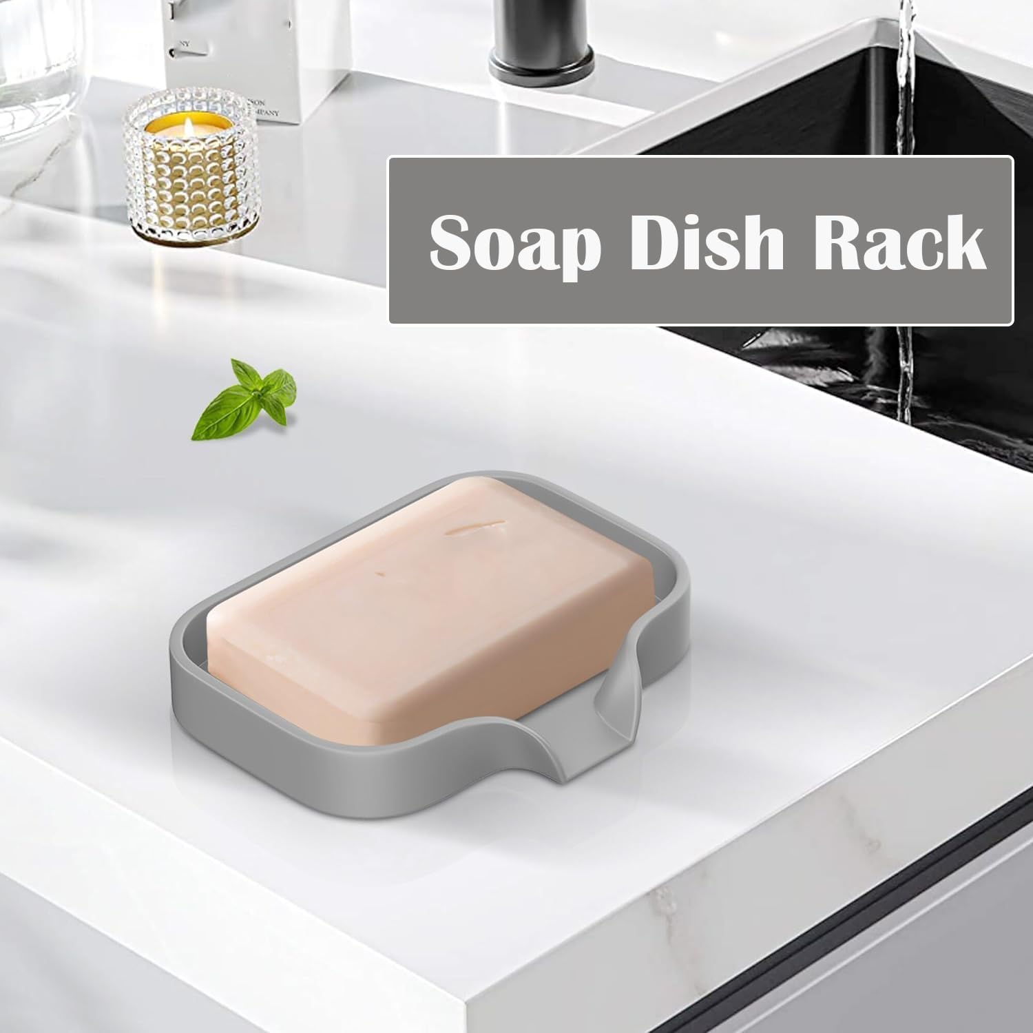 AKOAK 1 Pack Silicone Soap Dish Rack for Sink and Bathroom