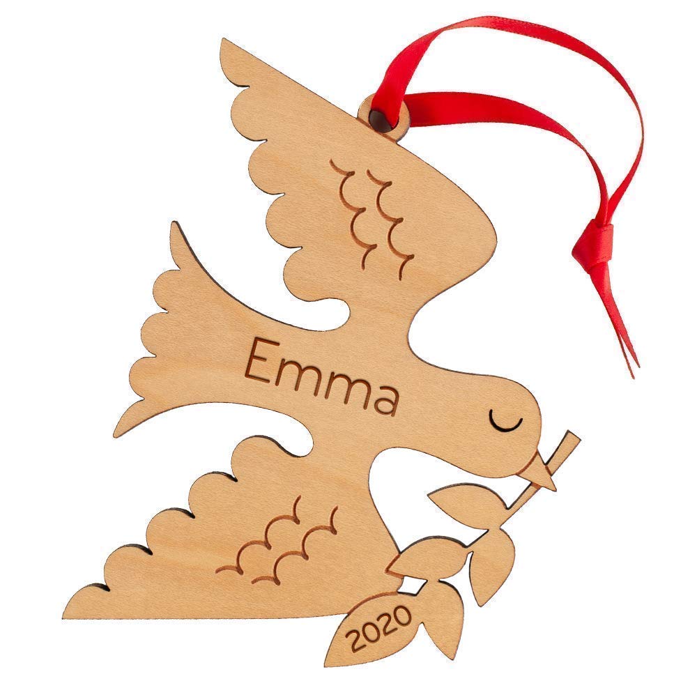 Graphic Spaces Peace Dove Ornament Personalized Babys First Christmas 2024