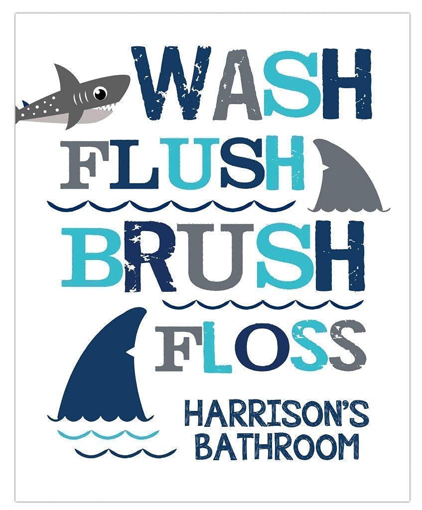 Shark Bathroom Art Print Boys Room Decor