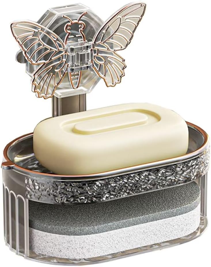 Butterfly Suction Cup Soap Dish - Gray