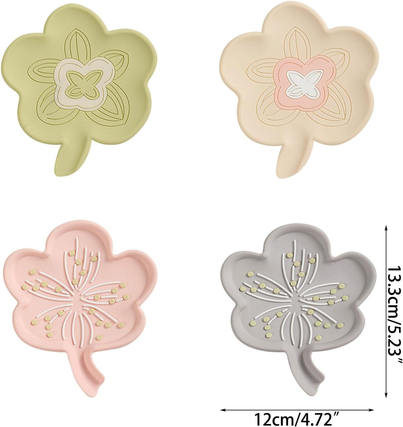 VOCUE Silicone Drain Soap Dish Flower Shape Antislip Tray