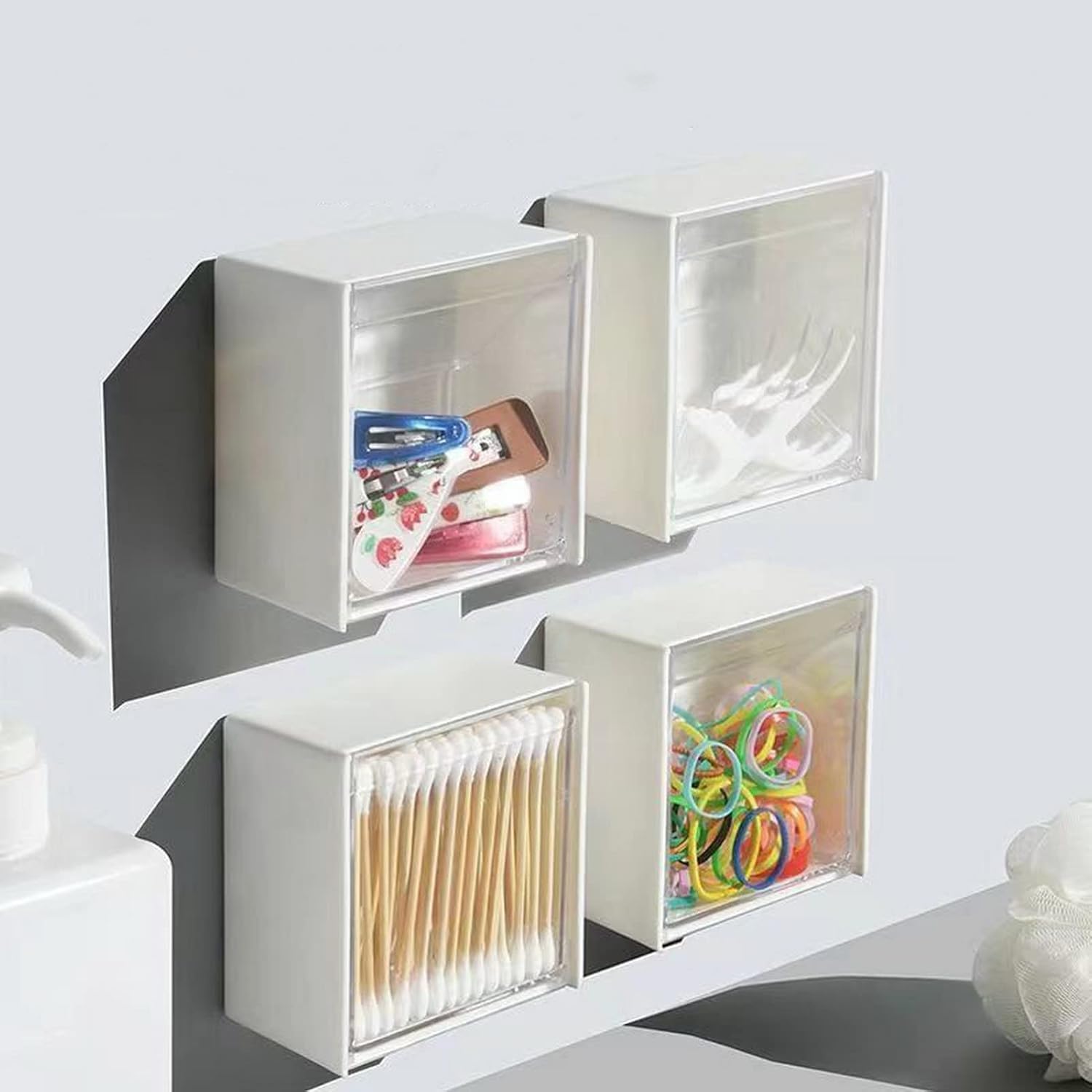 Bluelans Bathroom Organizer Qtips Cotton Balls Swabs Hair Band Holder