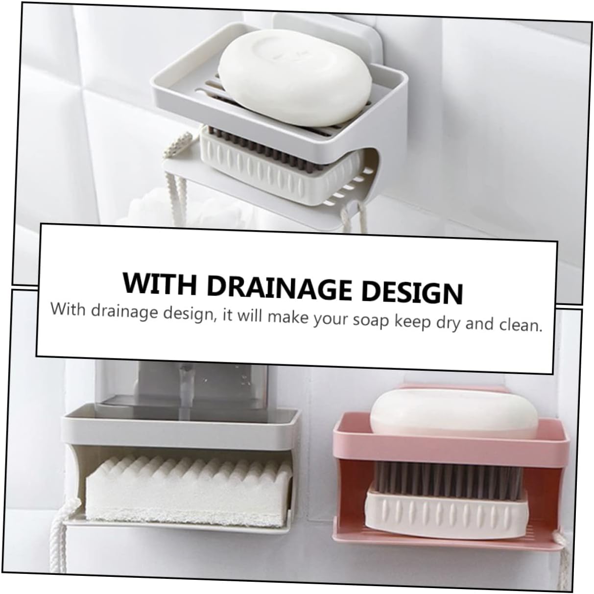 IMIKEYA Double Layer Soap Rack for Bathroom and Kitchen