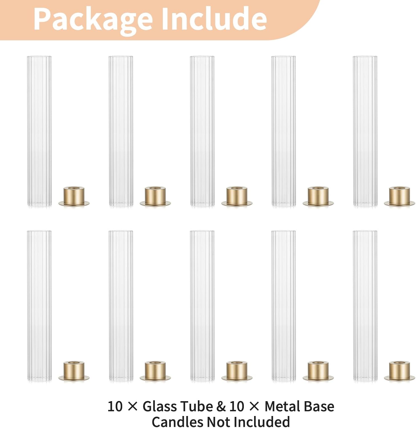 NUPTIO Gold Hurricane Candle Holder Set of 10