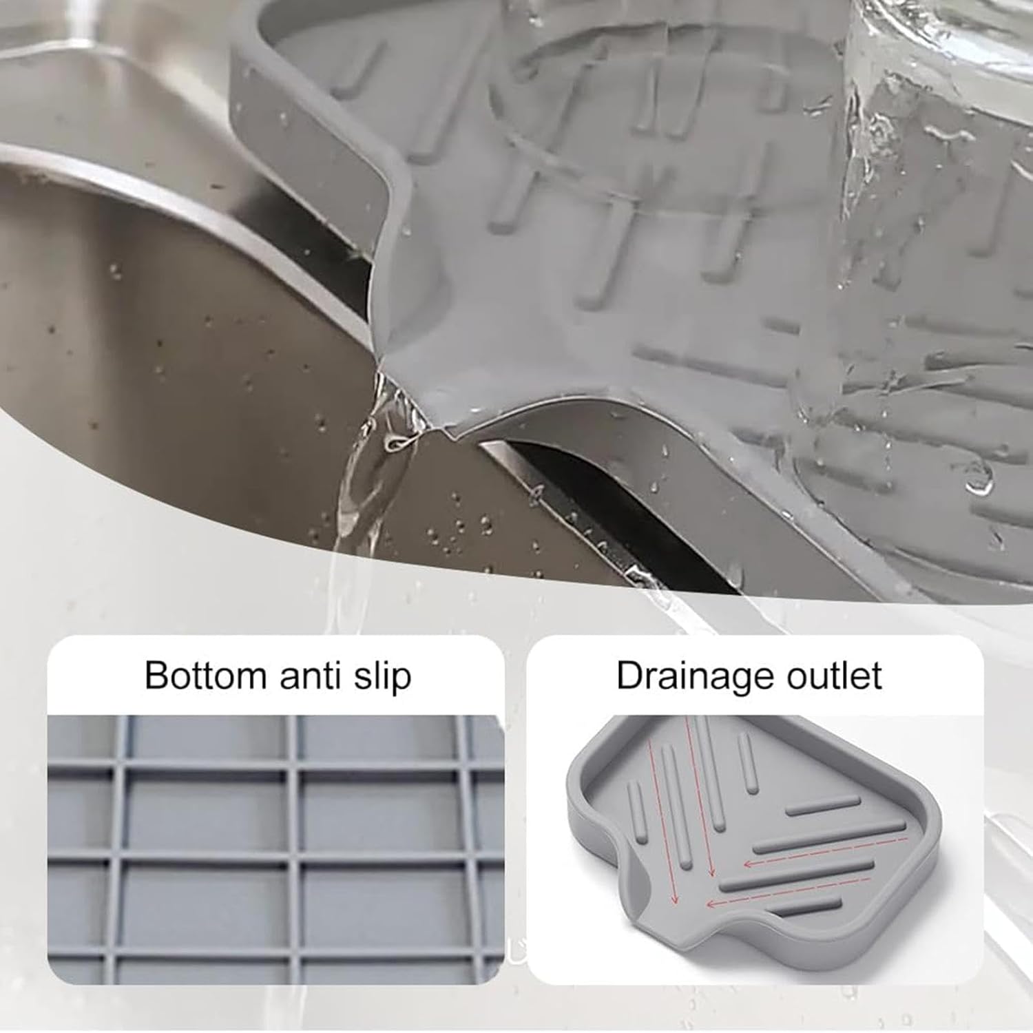 2 Pack Silicone Soap Holder Tray for Shower Kitchen Bathroom