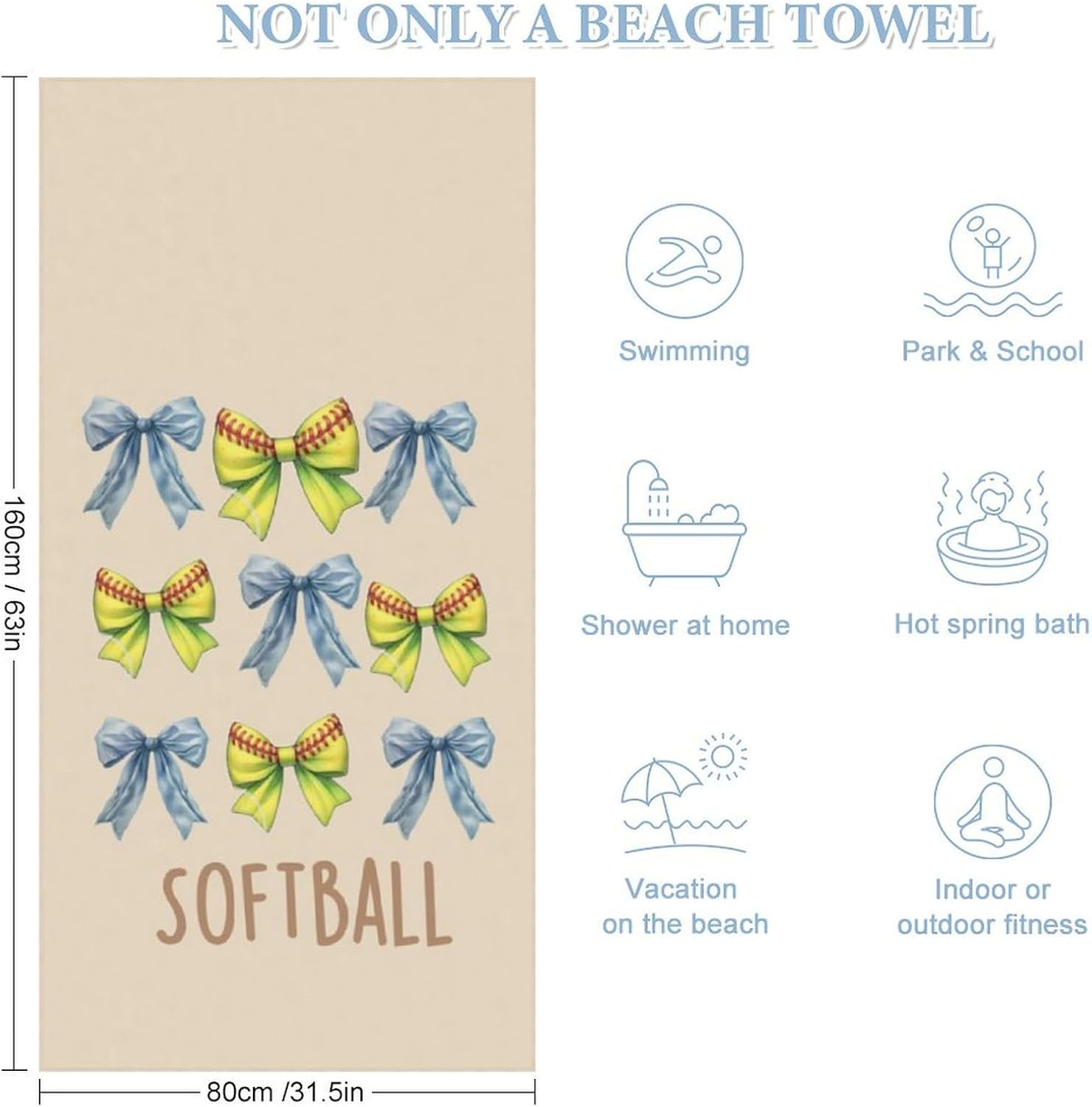 Soft Fluffy Oversized Beach Towel 32x64 Inch Microfiber