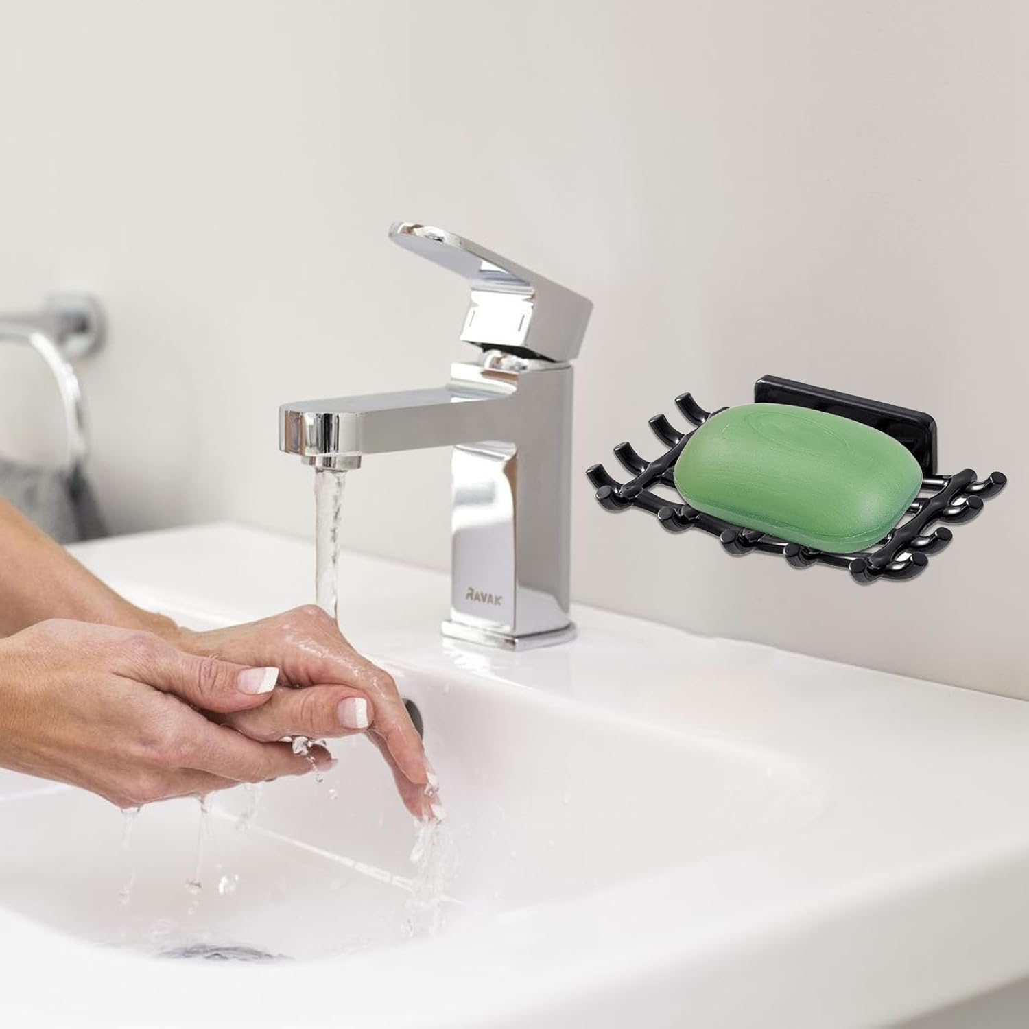 Annewi Soap Holder with Rattan Style Black