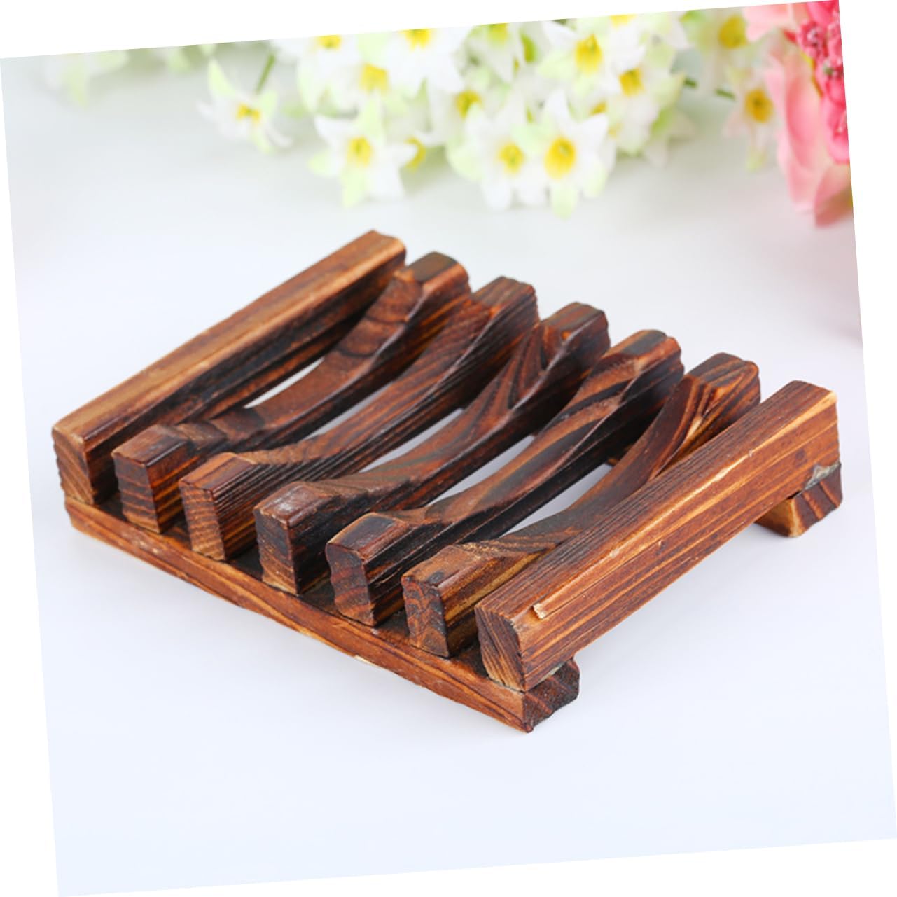Luxshiny Bamboo Wooden Soap Dish for Shower and Bathtub