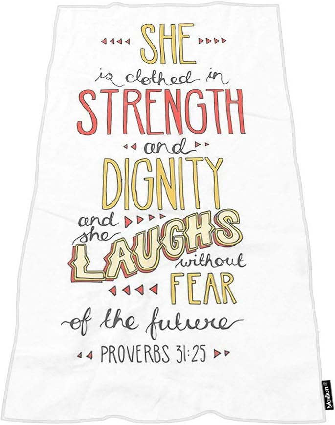 Moslion Bible Verse Bath Towel - She Is Clothed in Strength