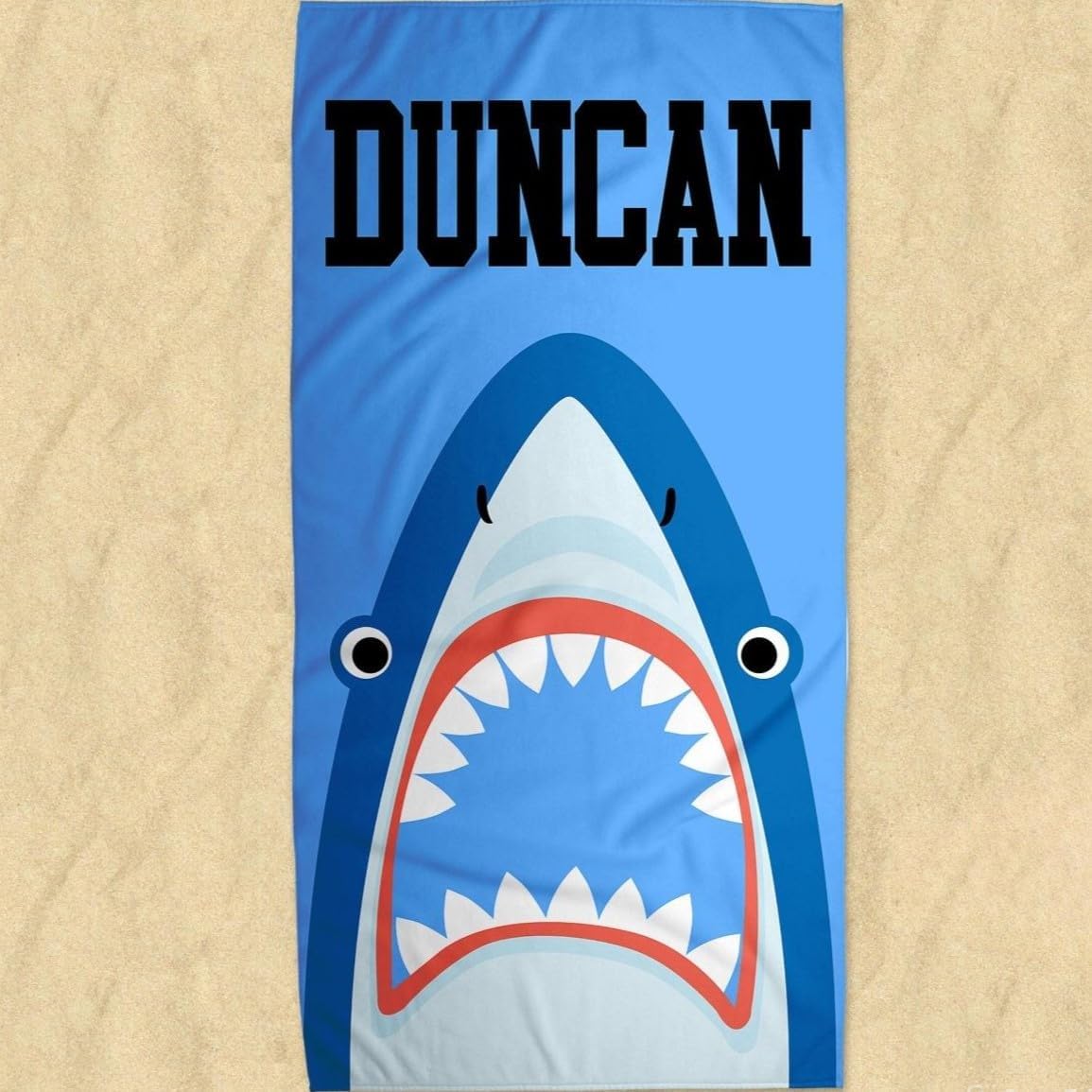 Personalized Shark Name Beach Towel for Kids
