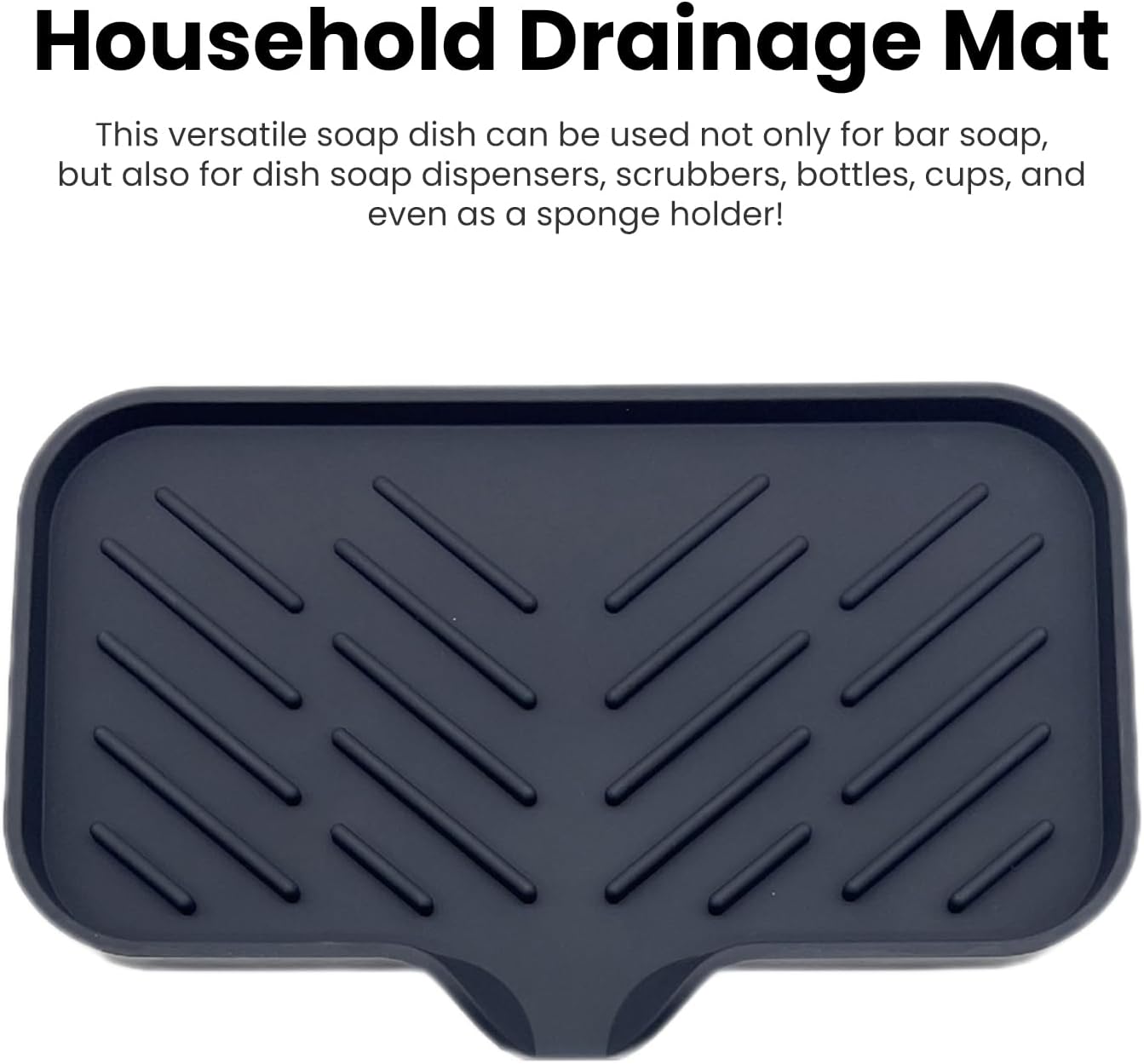 Drain Mat Silicone Soap Dish Anti-Skid Grey Small