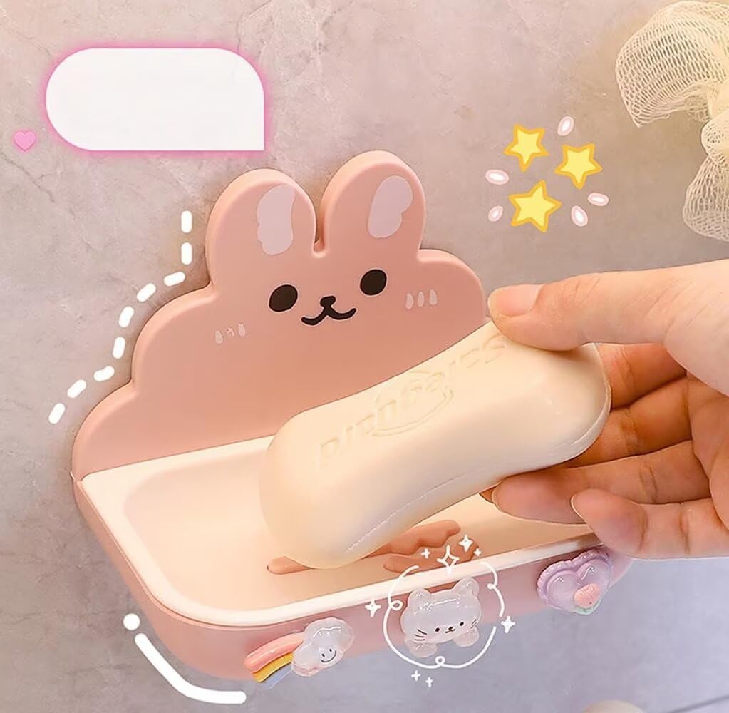 Rabbit Shape Suction Soap Holder for Shower Bathroom Kitchen
