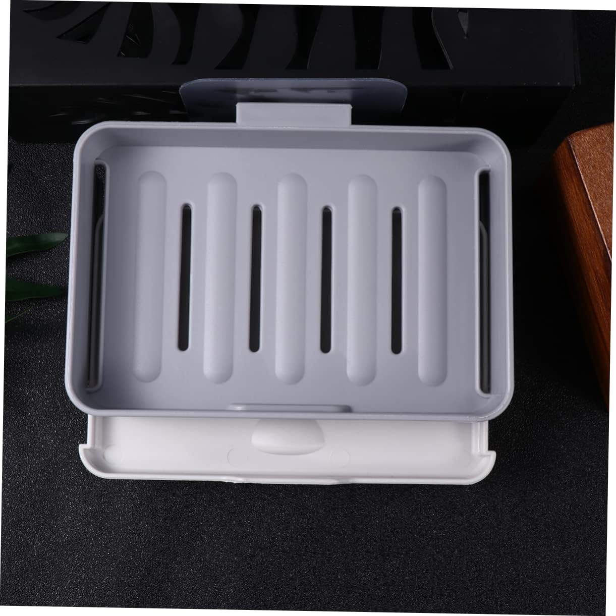 Wall-Mounted Draining Soap Dish Holder - Dark Grey Single Layer
