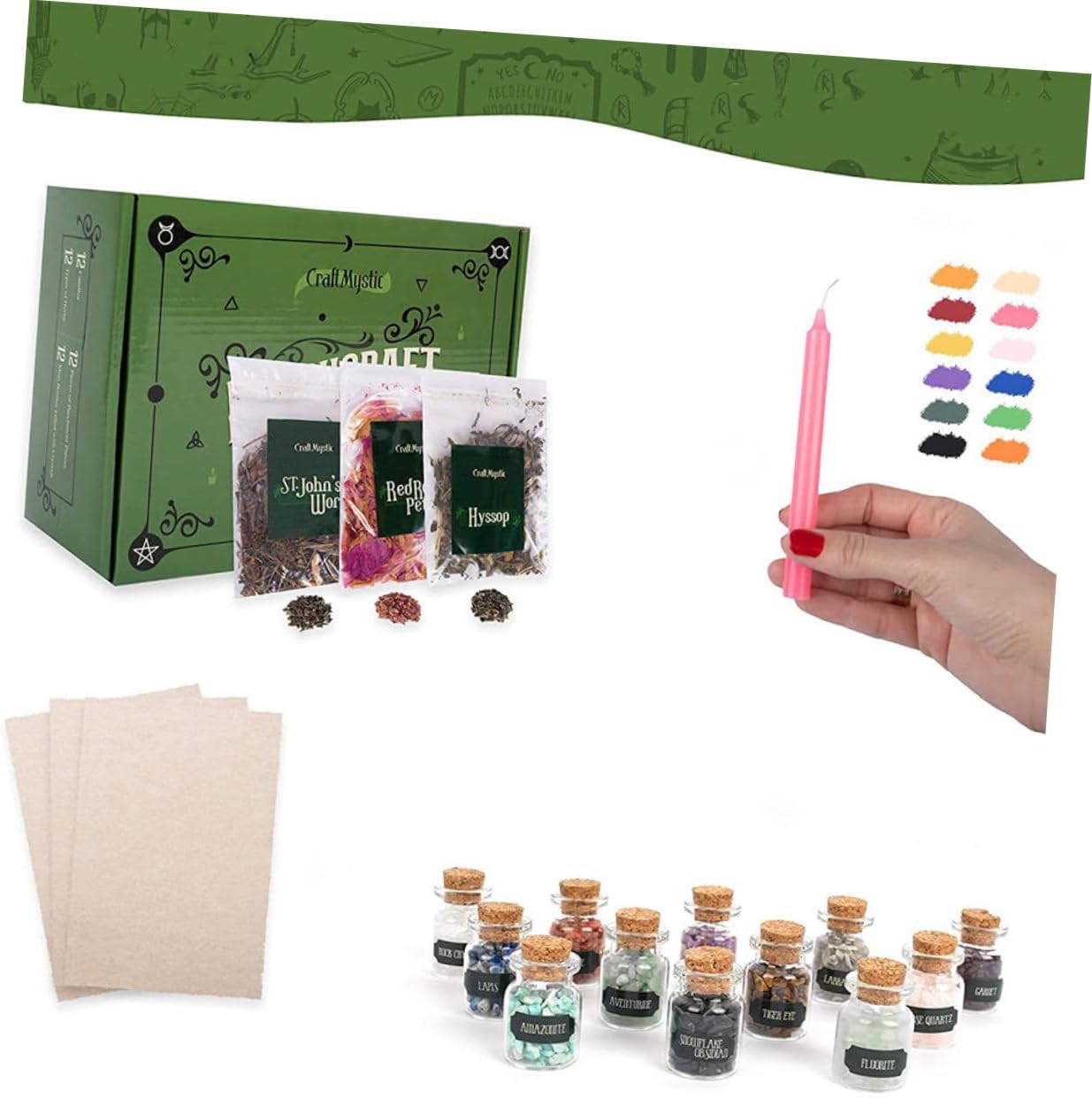 Witch Starter Kit with Dried Flowers and Crystals