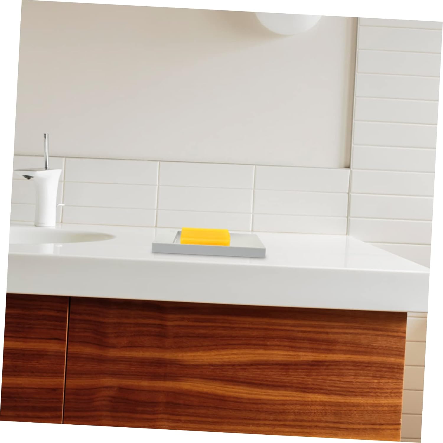BRIGHTFUFU Gray Soap Holder for Bathroom and Kitchen Countertop