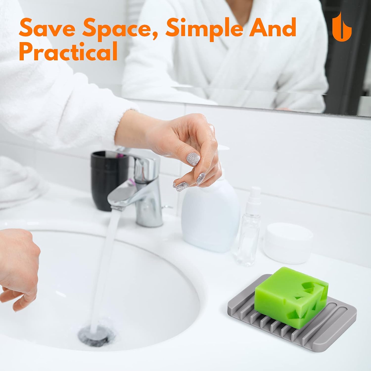 Urbanstrive Flexible Silicone Soap Holder for Bathroom Kitchen