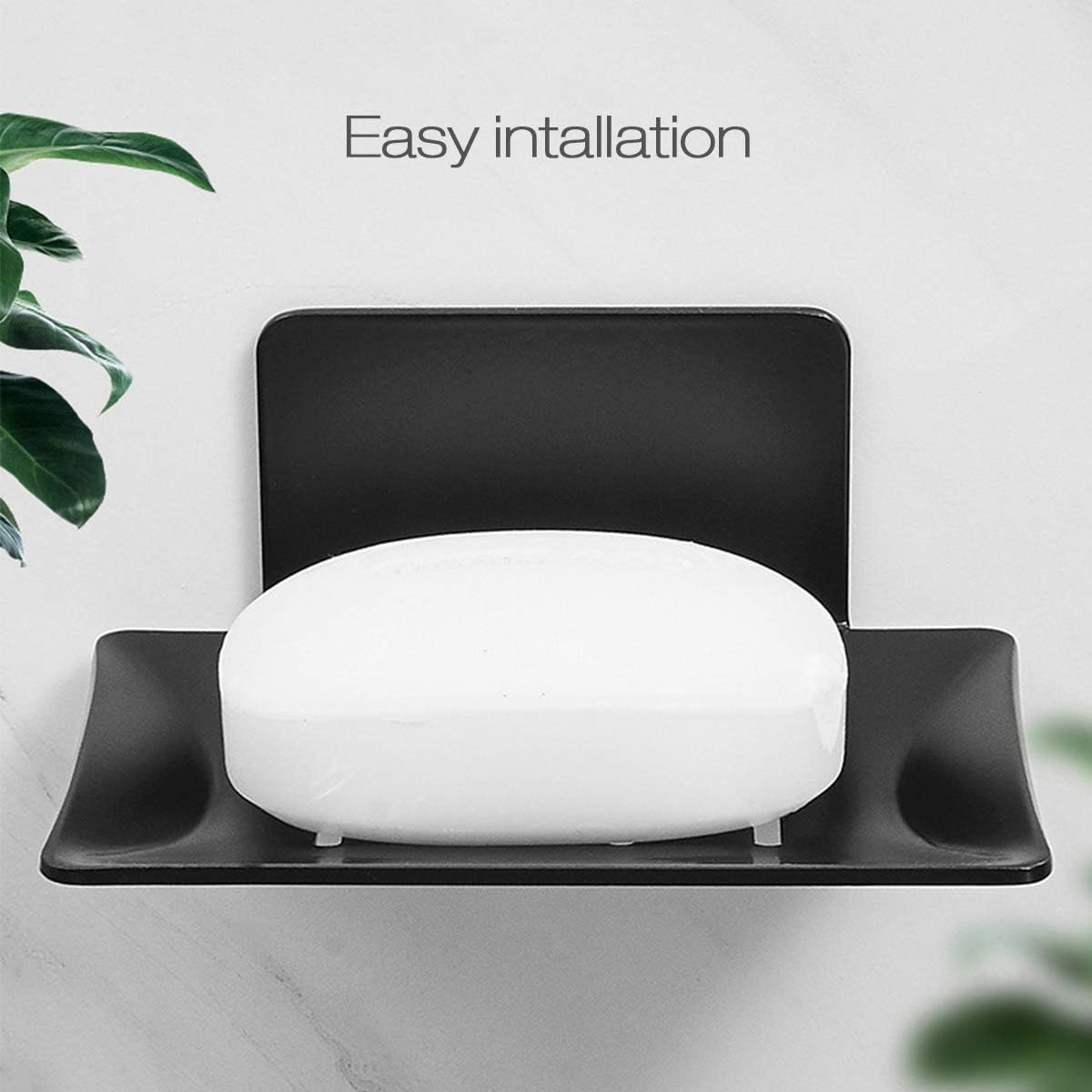 Lancher Soap Rack Adhesive Bath Holder - Black 1